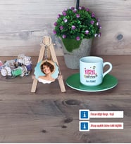 Kimya Öğretmeni Türk Kahvesi Fincanı Ahşap Altlıklı ve Fotoğraflı Ahşap Anahtarlık Hediye (Model 9)