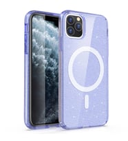 iPhone 11 Kılıf Magsafe Şarj Özellikli Parlayan Simli Saydam Renkli Allstar Kılıf (Mor)