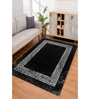 Dijital Kaymaz Taban Yıkanabilir Renkli Salon Halısı Mutfak Halısı Yolluk ND-SD-1077 (Siyah)