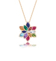 925 Ayar Renkli Lotus Çiçeği Gümüş Kolye (Rose)