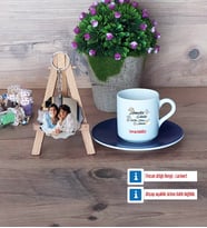 Anneler Günü Hediyesi Türk Kahvesi Fincanı Ahşap Altlıklı ve Fotoğraflı Ahşap Anahtarlık Hediye (Model 4)