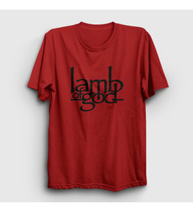 Presmono Unisex Sarı Logo Lamb Of God T-Shirt 94008tt (Kırmızı)