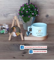 Hostes Kupa Bardak Beyaz ve Fotoğraflı Ahşap Anahtarlık Hediye (Model 8)