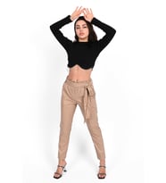 Kadın Jogger Deri Pantolon 6151-23 (Bej)