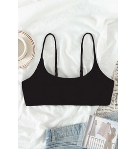Angelsin Ayarlanabilir Askılı Şık Tasarım Bikini Üstü (Siyah)