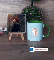 Unicorn Fotoğraflı Dekoratif Taş, Kupa Bardak Beyaz Hediye (Model 14)