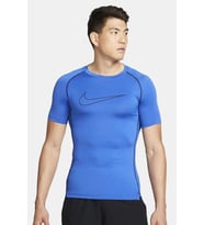 Nike Pro Dri Fit Men's Tight Fit Short Sleeve Top Slim Fit Body Erkek Antrenman Tişört Sax Mavi