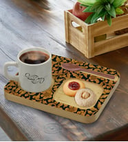 BK Gift Kişiye Özel Doğal Ahşap Sunum Tabağı ve Türk Kahvesi Fincanı Hediye Seti, Ev Hediyesi, Arkadaşa Hediye, Anneye Hediye, Doğum Günü Hediyesi (Model 15)