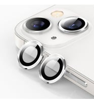 ALLY iPhone 14-14 Plus 3D Metal Çerçeveli Kamera Lens Koruyucu (Gümüş)