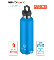 Revomax 592 ML Büyük Kapasiteli Özel Kapak Sistemli 18saat Sıcak/36 Saat Soğuk  Çelik Termos -592ML  (Lacivert)