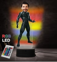 Doğum Günü Hediyesi,Sevgiliye Hediye, Kişiye Özel Fotoğraflı Kara Panter Karikatür 3D Led Lamba (RGB)
