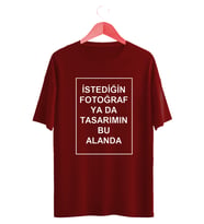 BYVOL Kendin Tasarla T-shirt Kişiye Özel Tişört Baskılı Tshirt (Bordo)