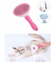 Otomatik Temizlenen Tuşlu Evcil Hayvan Fırçası Kedi Köpek Tüy Toplayıcı Tarak Metal Boncuk Fırça Yeni Model Tarak (Pembe)