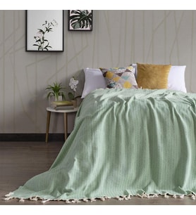 Miabella Home Çift Kişilik Damla Desen Pike - Yatak Örtüsü (Yeşil)