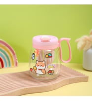 Süzgeçli Bardak Suluk, Yapışkanlı ve Pipetli, 15x13 - Beyaz (Pembe)