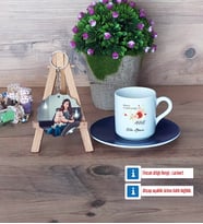Anneye Hediye Türk Kahvesi Fincanı Ahşap Altlıklı ve Fotoğraflı Ahşap Anahtarlık Hediye (Model 4)