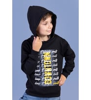 Toontoy Erkek Çocuk Kapüşonlu Baskılı Sweatshirt (Siyah)