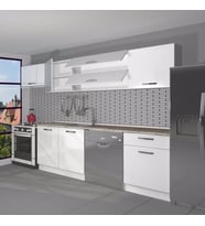 Decoraktiv Elite 280Y MDF Hazır Mutfak Dolabı - Tezgah Dahil - Parlak Beyaz (Beyaz)