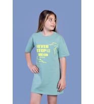 Toontoy Kız Çocuk Baskılı Yarım Kol Elbise (Yeşil)