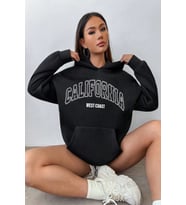 California Baskılı Oversize Sweatshirt (Siyah)