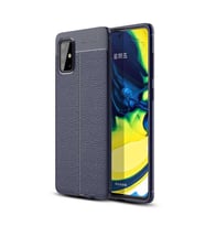 Galaxy A51 Kılıf Zore Niss Deri Desenli Silikon Kılıf (Lacivert)