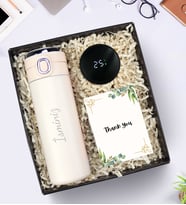 Özel Kutusunda Kişiye Özel 450 ML Kilitli Dereceli Termos (Krem)