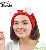 Kendin Tasarla Dailing Spa Sevimli Kulaklı Saç  - Makyaj  Bandı (Kırmızı)
