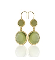 Kadir Jewellery 22 Ayar Altın Kaplama Kadın Taşlı Küpe -El İşçiliği Ve Hipoalerjenik Küpe (Zeytin Yeşili)