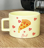 Kişiye Özel Pizza Lover Hediye Pastel Fincan (Sarı)