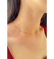 14 Ayar Altın Desenli Küp Zincir Kolye 0,70 mm (Rose)