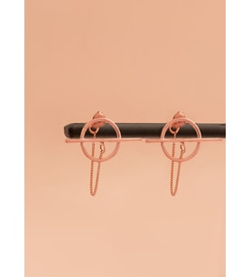 925 AYAR GÜMÜŞ ÇEMBER ÇUBUK ZİNCİR KÜPE (Rose)