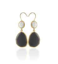 Kadir Jewellery 22 Ayar Altın Kaplama Kadın Sallantılı Küpe -El İşçiliği Ve Hipoalerjenik Küpe (Siyah)