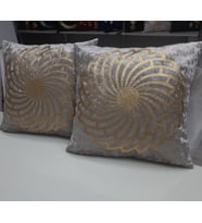 2 ADET, KIRLENT KILIFI, ÜZERİ SİMLİ GOLD DERİ İŞLEMELİ, KADİFE , 40X40CM. (Vizon)
