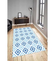 Dijital Baskılı Yıkanabilir Kaymaz Modern Renkli Salon Halısı Mutfak Halısı Yolluk ND-HY-812 (Mavi)