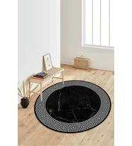 Dijital Baskılı Kaymaz Taban Yıkanabilir Yuvarlak Salon Halısı Koridor Halısı Paspas NDY-HT-161 (Siyah)