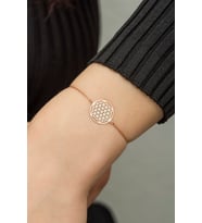 925 Ayar Gümüş Yaşam Çiçeği Bileklik (Rose)