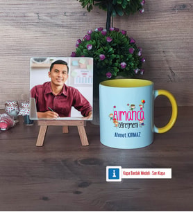 Almanca Öğretmeni Fotoğraflı Dekoratif Taş, Kupa Bardak Beyaz Hediye (Model 7)