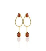 Kadir Jewellery 22 Ayar Altın Kaplama Kadın Sallantılı Küpe -El İşçiliği Ve Hipoalerjenik Küpe-E85 (Kırmızı)