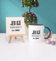 Jeoloji Mühendisi Kupa Bardak Lacivert Dekoratif Taş Baskı (Model 5)