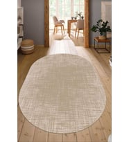 Dijital Baskılı Kaymaz Taban Yıkanabilir Oval Salon Halısı Mutfak Halısı Yolluk NDO-HS-180 (Kahverengi)