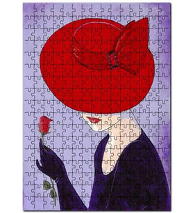 Cakapuzzle Kırmızı Şapkalı Kadın Görseli Puzzle Yapboz MDF (Ahşap) (500 Parça)