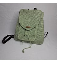El Örgüsü Kağıt İp Sırt Çantası - Su Yeşili Astarlı ve İç Cepli Hasır Çanta (30 cm) Ayla Karakılçık