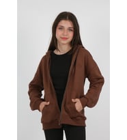 Toontoy Kız Çocuk TT Nakışlı Hırka (Kahverengi)