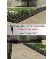 Dekoratif Plastik Bahçe ve Peyzaj Çiti 1 ADET ÇİT (Y: 32 CM / G: 55 CM) TOPRAK AYAKLI (Gri)