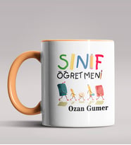 Kişiye Özel Sınıf Öğretmeni Tasarımlı Siyah Renk Kupa Bardak 11 (Turuncu)