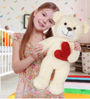 50 cm Kalpli Peluş  Sevimli Ayıcık (Krem)