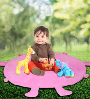 Bebek Oyun Halısı 80 cm Ponponlu ve Ayaklı (%100 Yerli) (Pembe)