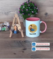 Öğretmenler Günü Hediyesi Kupa Bardak Beyaz ve Fotoğraflı Ahşap Anahtarlık Hediye (Model 6)