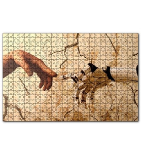 Cakapuzzle Tanrı'nın Eli ve Robot Eli Revizyon  Puzzle Yapboz MDF (Ahşap) (255 Parça)