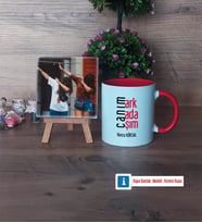 Arkadaşa Hediye Fotoğraflı Dekoratif Taş, Kupa Bardak Beyaz Hediye (Model 2)